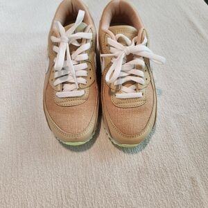 Kids Or Womens Nike Air max 90 Sesame Tan and White Sneakers